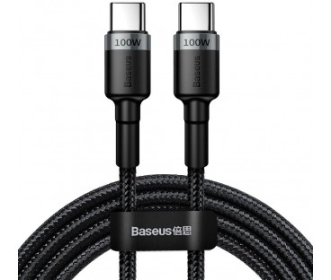 KABEL USB-C / USB-C Baseus Cafule CATKLF-ALG1 200cm 100W 5A PD 2.0 QC 3.0 CZARNO-SZARY W OPLOCIE