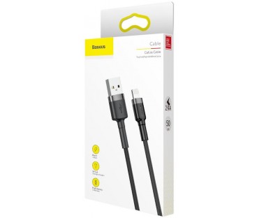 KABEL USB-A / Lightning iPhone Baseus Cafule CALKLF-AG1 50cm Apple 2.4A CZARNO-SZARY W OPLOCIE