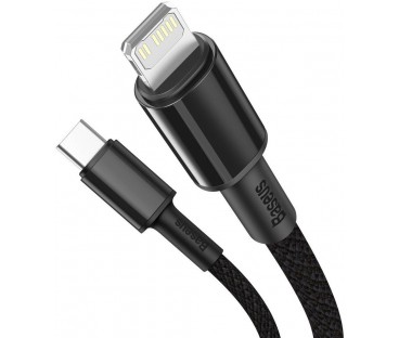 KABEL USB-C / Lightning iPhone Baseus Cafule CATLGD-A01 2m 20W PD Quick Charging CZARNY W OPLOCIE