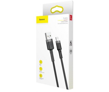 KABEL USB-A / Lightning iPhone Baseus Cafule CALKLF-BG1 100cm Apple 2.4A CZARNO-SZARY W OPLOCIE