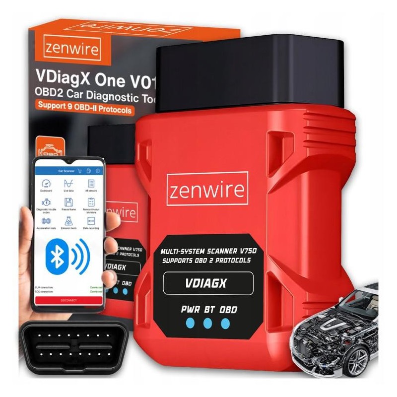 Interfejs Tester Skaner Diagnostyczny OBD2 ELM327 VDiagX V016 Zenwire