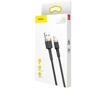 KABEL USB-A / Lightning iPhone Baseus Cafule CALKLF-BV1 100cm Apple 2.4A CZARNO-ZŁOTY W OPLOCIE