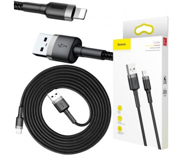 KABEL USB-A / Lightning iPhone Baseus Cafule CALKLF-CG1 200cm Apple 1.5A CZARNO-SZARY W OPLOCIE