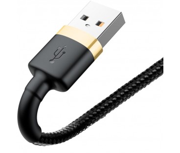 KABEL USB-A / Lightning iPhone Baseus Cafule CALKLF-BV1 100cm Apple 2.4A CZARNO-ZŁOTY W OPLOCIE