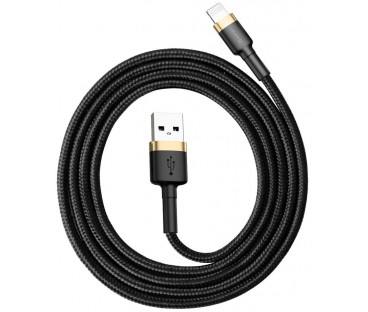 KABEL USB-A / Lightning iPhone Baseus Cafule CALKLF-BV1 100cm Apple 2.4A CZARNO-ZŁOTY W OPLOCIE