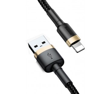 KABEL USB-A / Lightning iPhone Baseus Cafule CALKLF-BV1 100cm Apple 2.4A CZARNO-ZŁOTY W OPLOCIE