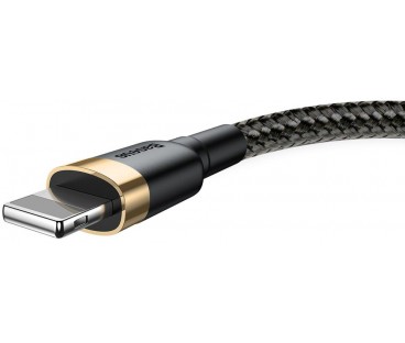 KABEL USB-A / Lightning iPhone Baseus Cafule CALKLF-BV1 100cm Apple 2.4A CZARNO-ZŁOTY W OPLOCIE