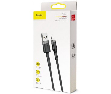 KABEL USB-A / Lightning iPhone Baseus Cafule CALKLF-RG1 300cm Apple 2A CZARNO-SZARY W OPLOCIE