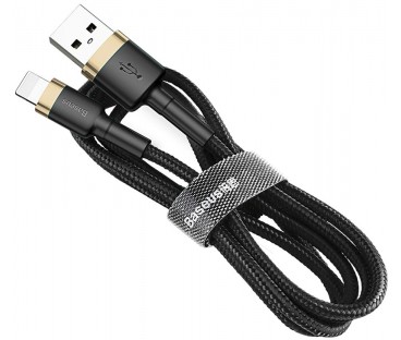KABEL USB-A / Lightning iPhone Baseus Cafule CALKLF-BV1 100cm Apple 2.4A CZARNO-ZŁOTY W OPLOCIE