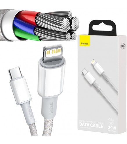 KABEL USB-C / Lightning iPhone Baseus Cafule CATLGD-02 1m 20W PD Quick Charging BIAŁY W OPLOCIE