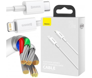KABEL USB-C / Lightning iPhone Baseus Superior CATLYS-A02 1m 20W PD Quick Charging BIAŁY PREMIUM