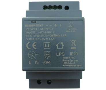 ZASILACZ IMPULSOWY NA SZYNĘ DIN ESPE HDN-6012 12V/54W/4.5A