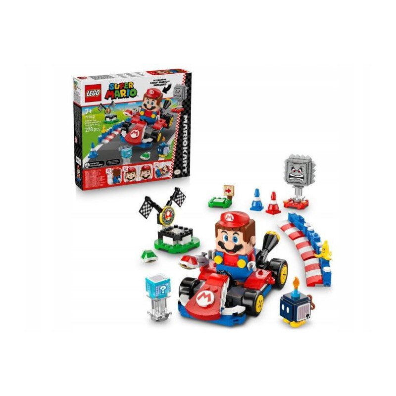 Klocki LEGO Super Mario 72043 - Mario Kart: Interaktywna figurka LEGO Mario i Standard Kart