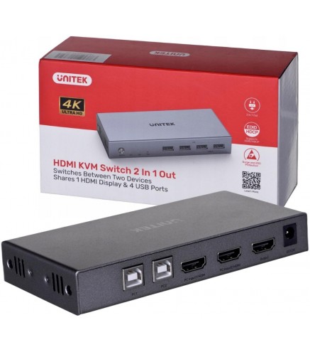 Przełącznik KVM Unitek V307A 4K HDMI 2.0 2w1