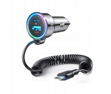 Ładowarka samochodowa 3w1 Joyroom JR-CL07 72W 4.0A PD 3.0 QC 3.0 1x USB-A 1x USB-C z kablem 1.6M