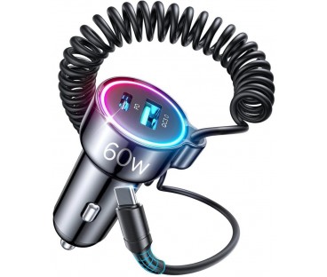 Ładowarka samochodowa 3w1 Joyroom JR-CL07 72W 4.0A PD 3.0 QC 3.0 1x USB-A 1x USB-C z kablem 1.6M