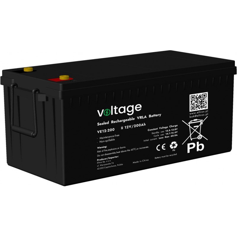 Akumulator AGM Voltage 12V 200Ah VE12-200 (Żywotność 6-9 lat) Akumulator AGM Voltage 12V 200Ah VE12-200 (Żywotność 6-9 lat)