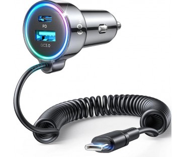 Ładowarka samochodowa 3w1 Joyroom JR-CL07 72W 4.0A PD 3.0 QC 3.0 1x USB-A 1x USB-C z kablem 1.6M