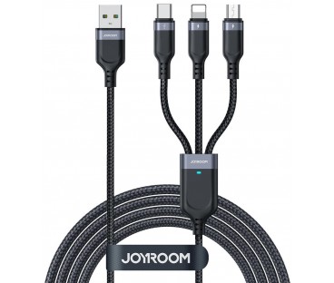 Kabel 3w1 USB-A / USB-C micro-USB Lightning Joyroom S-1T3018A18 30cm 3.5A w oplocie czarny