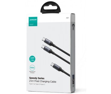 Kabel 2w1 USB-C / 2x USB-C Joyroom Speedy SA21-1T2 150cm 100W w oplocie czarny