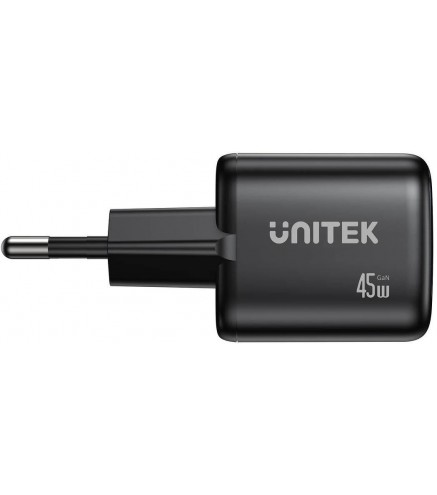 Ładowarka sieciowa Unitek GaN 45W, 2xUSB-C, PD 3.0, QC, czarna
