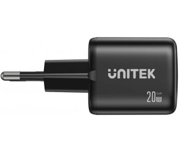 Ładowarka sieciowa Unitek GaN 20W, USB-C, USB-A, PD 3.0, czarna