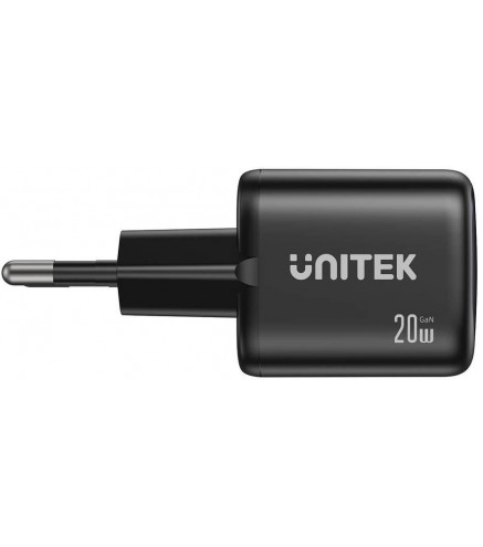 Ładowarka sieciowa Unitek GaN 20W, USB-C, USB-A, PD 3.0, czarna