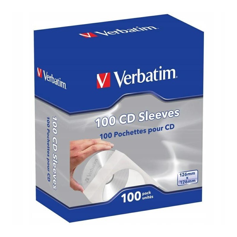 Koperty na CD/DVD Verbatim biały, z okienkiem, (100szt)