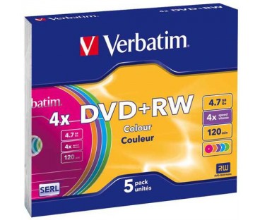 Płyty DVD+RW Verbatim Slim Color (5szt)