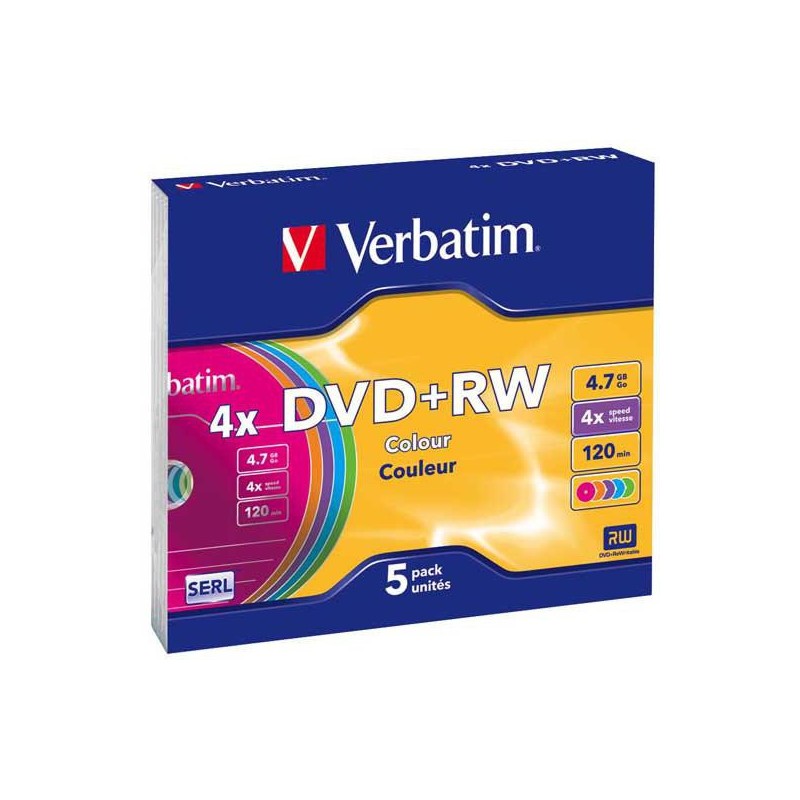 Płyty DVD+RW Verbatim Slim Color (5szt)