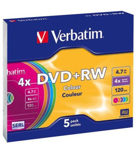 Płyty DVD+RW Verbatim Slim Color (5szt)