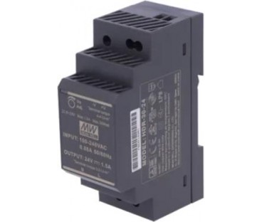Przewodowy zasilacz 24v dc 30w na szynę din czarny ZS-24/30 Tech Sterowniki
