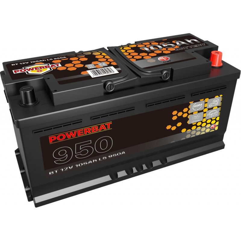 Akumulator AGM samochodowy START-STOP POWERBAT L6 12 V 105 Ah