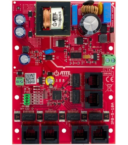 Switch PoE 6 portowy ze zintegrowanym zasilaczem ATTE IPB-5-10A-OF