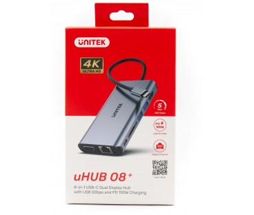Hub USB-C Unitek D1019B 3.1 8w1 z Power Delivery 100W