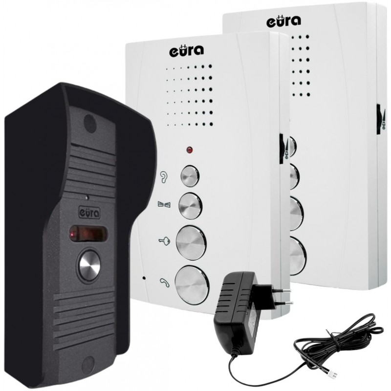 DOMOFON ''EURA'' ADP-51A3 ''DIFESA'' - 1-rodzinny, 2 unifony, interkom, biały DOMOFON ''EURA'' ADP-51A3 ''DIFESA'' - 1-rodzinny, 2 unifony, interkom, biały