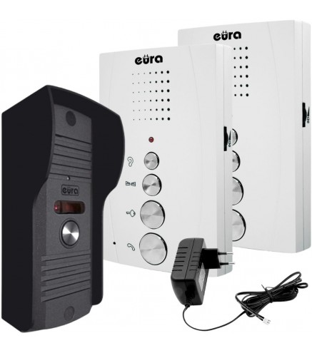 DOMOFON ''EURA'' ADP-51A3 ''DIFESA'' - 1-rodzinny, 2 unifony, interkom, biały