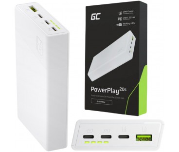 POWERBANK Green Cell PowerPlay20S 20000mAh PD 22,5W QC 3.0 3x USB-C BIAŁY