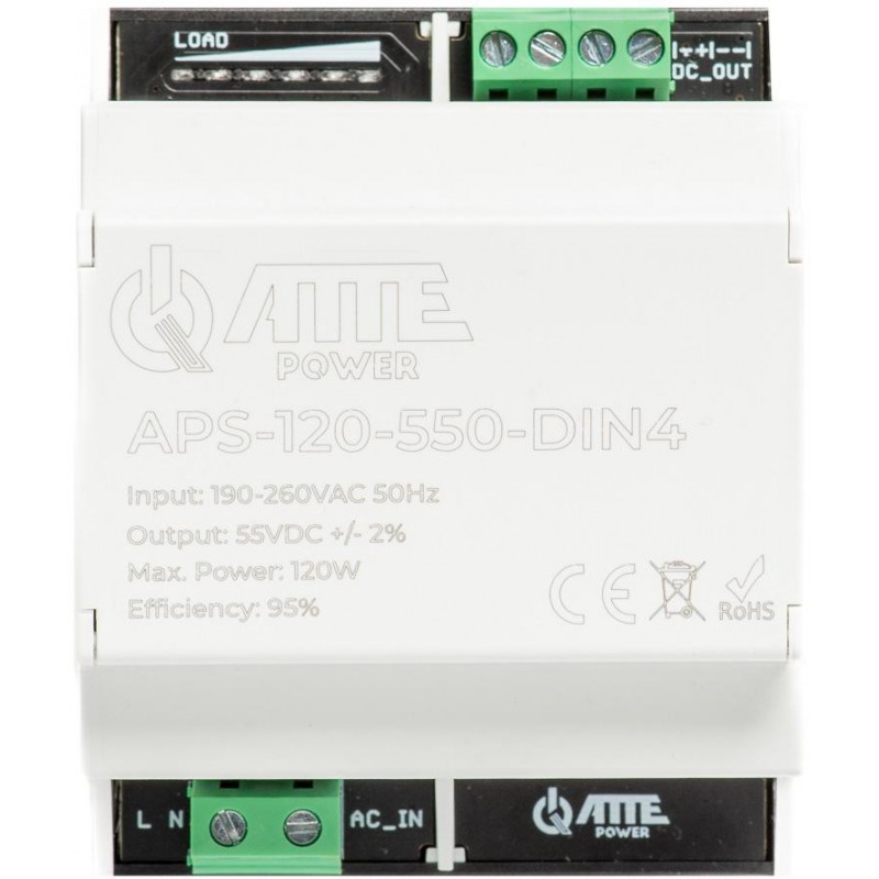 Zasilacz impulsowy 55V 120W w obudowie DIN4 ATTE APS-120-550-DIN4