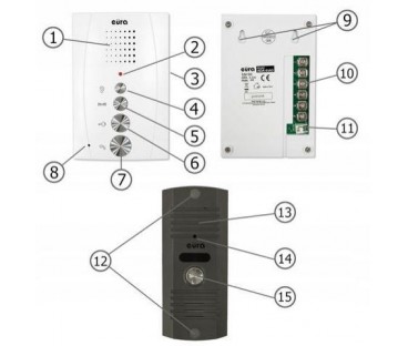 DOMOFON ''EURA'' ADP-51A3 ''DIFESA'' - 1-rodzinny, 2 unifony, interkom, biały