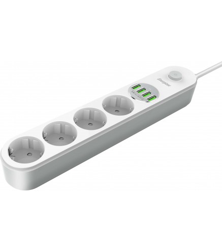 LISTWA ZASILAJĄCA Z WYŁĄCZNIKIEM Energizer 4x SCHUKO 4x USB-A 2500W 10A KABEL 2M