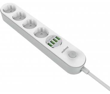 LISTWA ZASILAJĄCA Z WYŁĄCZNIKIEM Energizer 4x SCHUKO 4x USB-A 2500W 10A KABEL 2M