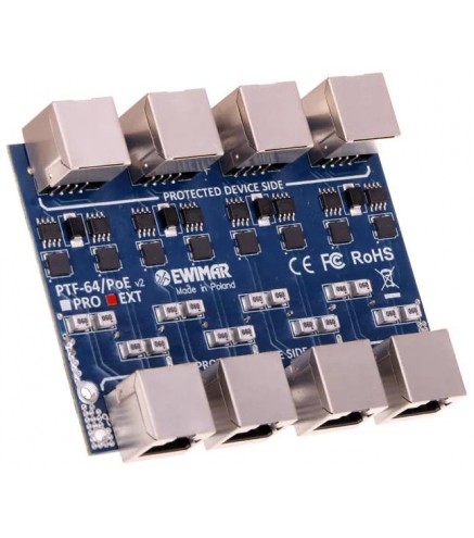 4-kanałowy moduł ogranicznika przepięć sieci LAN Gigabit Ethernet EWIMAR PTF-64-EXT/PoE