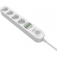 LISTWA ZASILAJĄCA Z WYŁĄCZNIKIEM Energizer 4x SCHUKO 4x USB-A 2500W 10A KABEL 2M