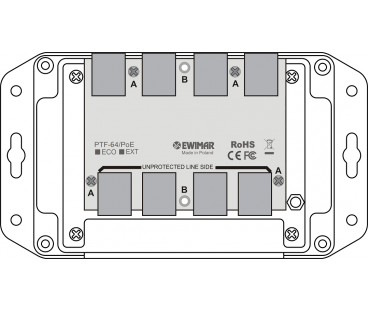 4-kanałowy moduł ogranicznika przepięć sieci LAN Gigabit Ethernet EWIMAR PTF-64-EXT/PoE