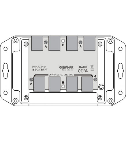 4-kanałowy moduł ogranicznika przepięć sieci LAN Gigabit Ethernet EWIMAR PTF-64-EXT/PoE