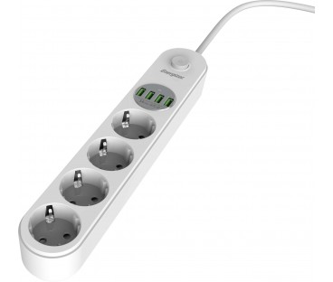 LISTWA ZASILAJĄCA Z WYŁĄCZNIKIEM Energizer 4x SCHUKO 4x USB-A 2500W 10A KABEL 2M