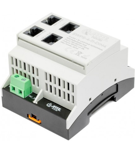 Switch PoE 4 portowy z wbudowanym zasilaczem na szynę TH35 ATTE SWPS-4-11-DIN4