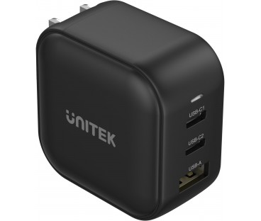 Ładowarka sieciowa Unitek GaN 3-porty, PD 66W QC 3.0 czarna