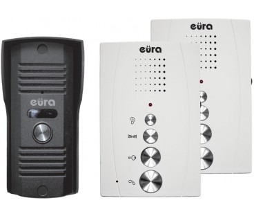 DOMOFON ''EURA'' ADP-51A3 ''DIFESA'' - 1-rodzinny, 2 unifony, interkom, biały